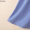 ZANZEA Women Loose Casual Grid Print A-Line Skirts