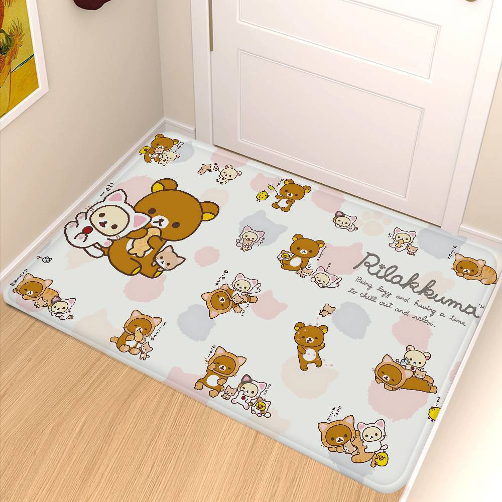 Anime R-Rilakkuma Cute Cartoon Movie Bathroom Mat Kids Room Bedroom Decoration Balcony Anti-Slip Doormat Living Room Welcome Rug