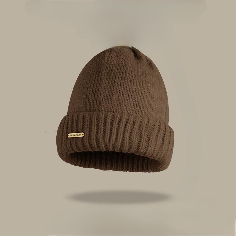Knitted Hat Versatile In Autumn Winter Loose Pile Cap Big Head Circumference Cold Hat Thick Warm Ear Protection Knitted Hat