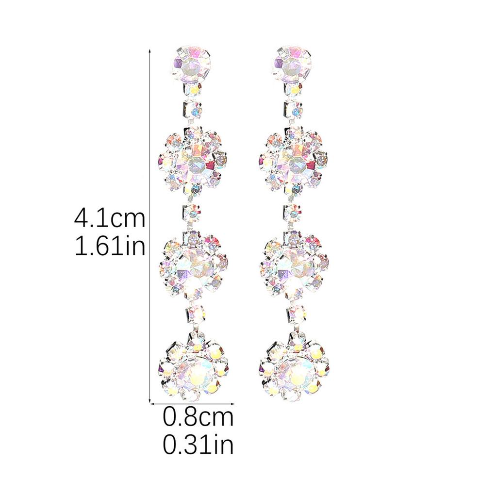 Enkle og allsidige geometriske AB rhinestone øredobber nisjedesign snøfnuggformede øredobber dameøredobber 1 par