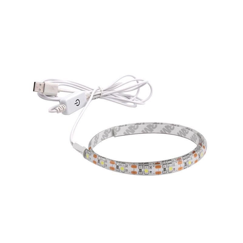 5-V-USB-LED-Lichtleiste mit Schalter, Modell 2835, selbstklebend für Wohnheim oder Arbeitszimmer