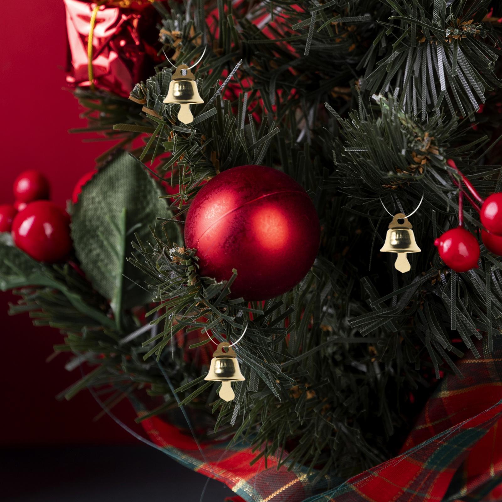 

120Pcs Christmas Bell Pendant Mini Hanging Ornament Creative DIY Christmas Tree Decoration Golden Mini Bell Pendant 1.4X1.4cm