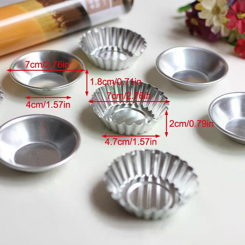 Återanvändbar Non-stick Äggtartsform Aluminiumlegering Blomma/Rund Form Cupcakeform Pudding Geléform Muffin Bakform Köksredskap