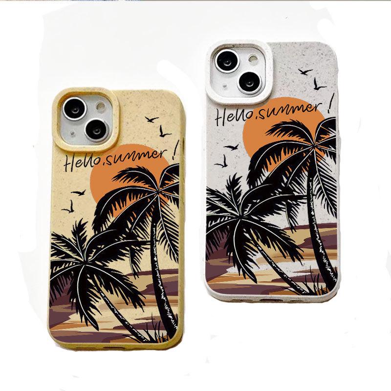 Sunrise Coconut Tree iPhone 16Pro/15 Case, Frosted, Drop-proof, 1413x Cover for XS/XR.