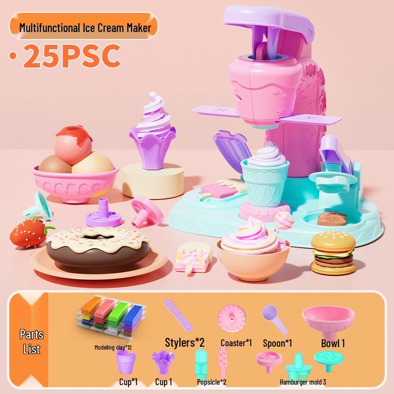 Douyin Style Kids Ice Cream Shop Play-Doh Set – Clay Ice Cream Maker Toy for Birthdays