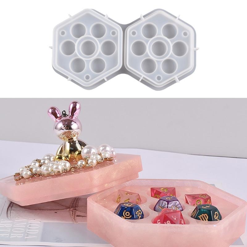 Altıgen Kutu Zar saklama kutusu Kalıp Takı Yüzük Kutusu El Sanatları Kalıp Takı Depolama için Uygun Diy Ev Dekorasyonu