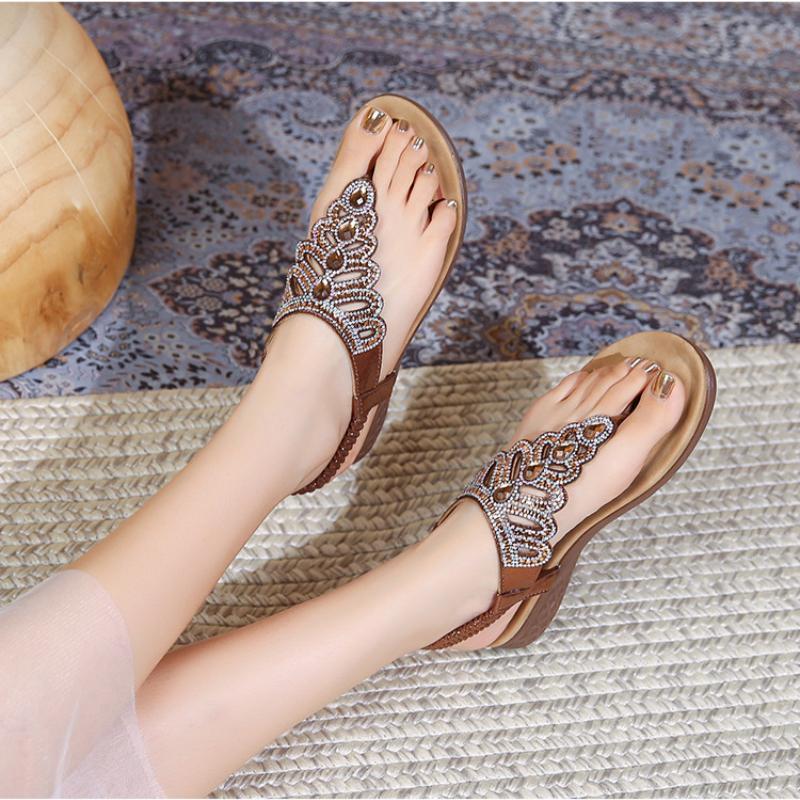 Dámské sandály 2025 Léto Nové Kamínkové žabky Velká velikost Sandály se silnou podrážkou