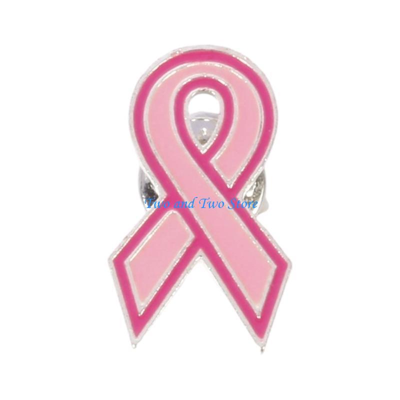 HX6F Gesundheitsbewusstsein Rosa Schleife Anstecknadel für die Feierlichkeiten zum Frauentag Legierung Reversnadel