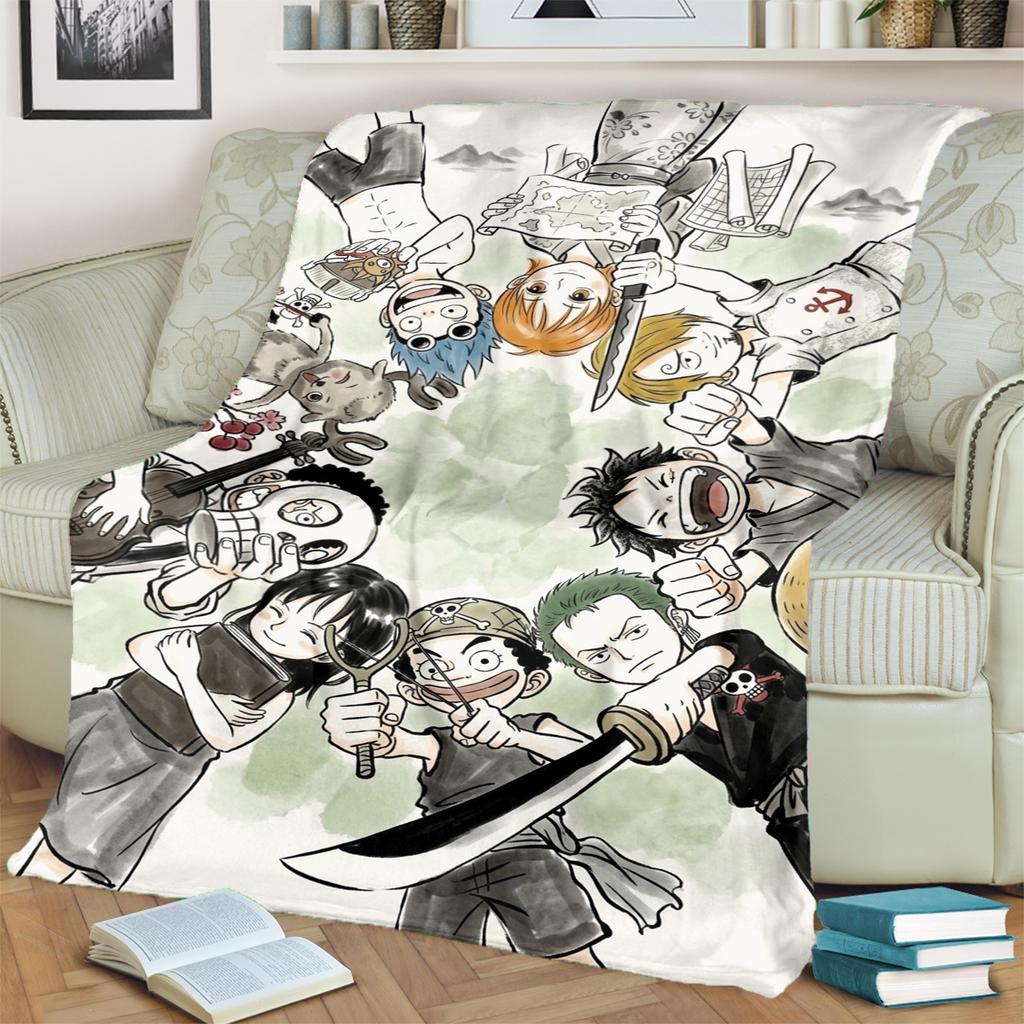 Comfortable Flannel Blanket "ONE PIECE" Print Warm for Sofas, Beds, Chairs and Travel