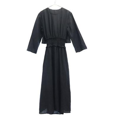 Mila Owen Linen Blend Long Sleeve One Piece Black Women Used