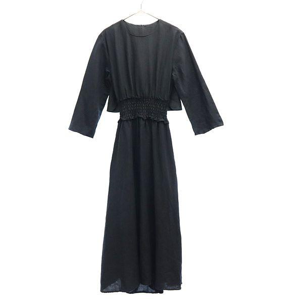 Mila Owen Linen Blend Long Sleeve One Piece Black Women Used