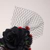 Halloween Rose Flower Headband for Women Gothic Black Lace Red Rose Hairbands Lolita Lace Headwear for Masquerade Cosplay Party Hair Accessory