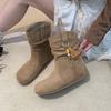 Retro Ethnic Small Pendant Small Short Boots Women's 2025 New Autumn and Winter Sleeve Round Head Stacking Boots Slim Martin Boots