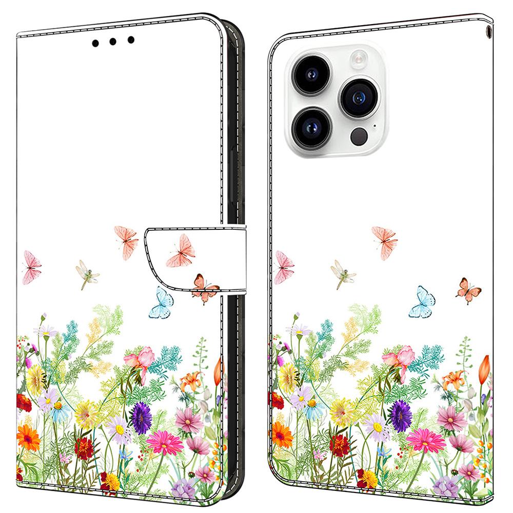 For iPhone 16 Pro Leather Case Pattern Printing Wallet Stand Flip Phone Cover