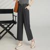 LangSha Women's Summer Loose Fit High-Waist Cropped Straight-Leg Pants