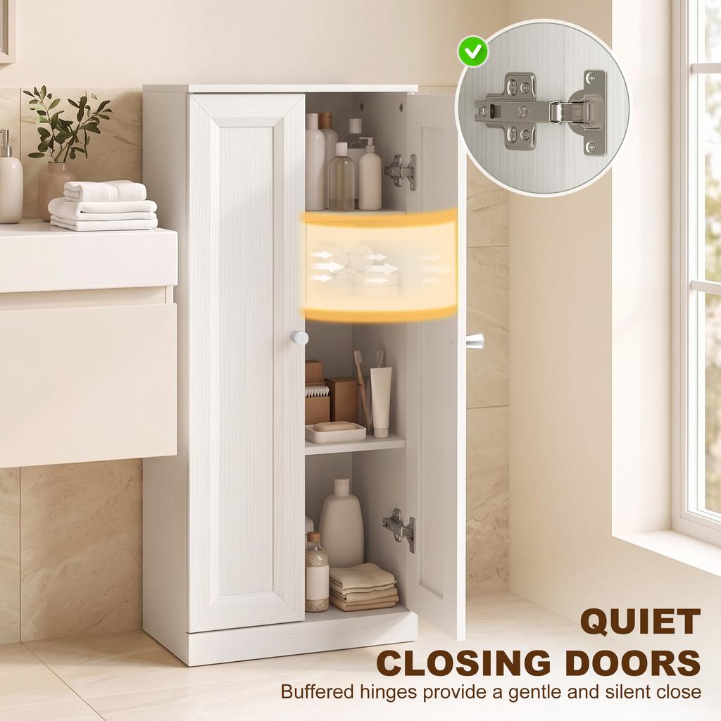 Narrow Bathroom Cabinet, Slim Storage Cabinet with 2 Doors & 4 Tiers, Freestanding Narrow Cupboard