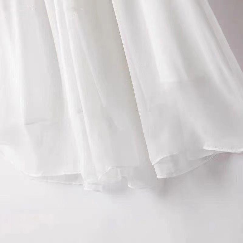 Women's Wide-Leg Chiffon Pants: Flowy, Elastic Waist, Long Cropped Skirt-Pants