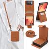 Crossbody Long Lanyard Cards Solt Leather Phone Case for Samsung Galaxy Z Flip 7 6 5 4 3 Comfortable Grip Kickstand Bag Cover