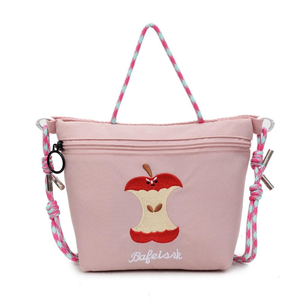 Embroidered Nylon Shopping Bag Japanese Style Phone Crossbody Bag Embroidery Shoulder Bag  Student розовый