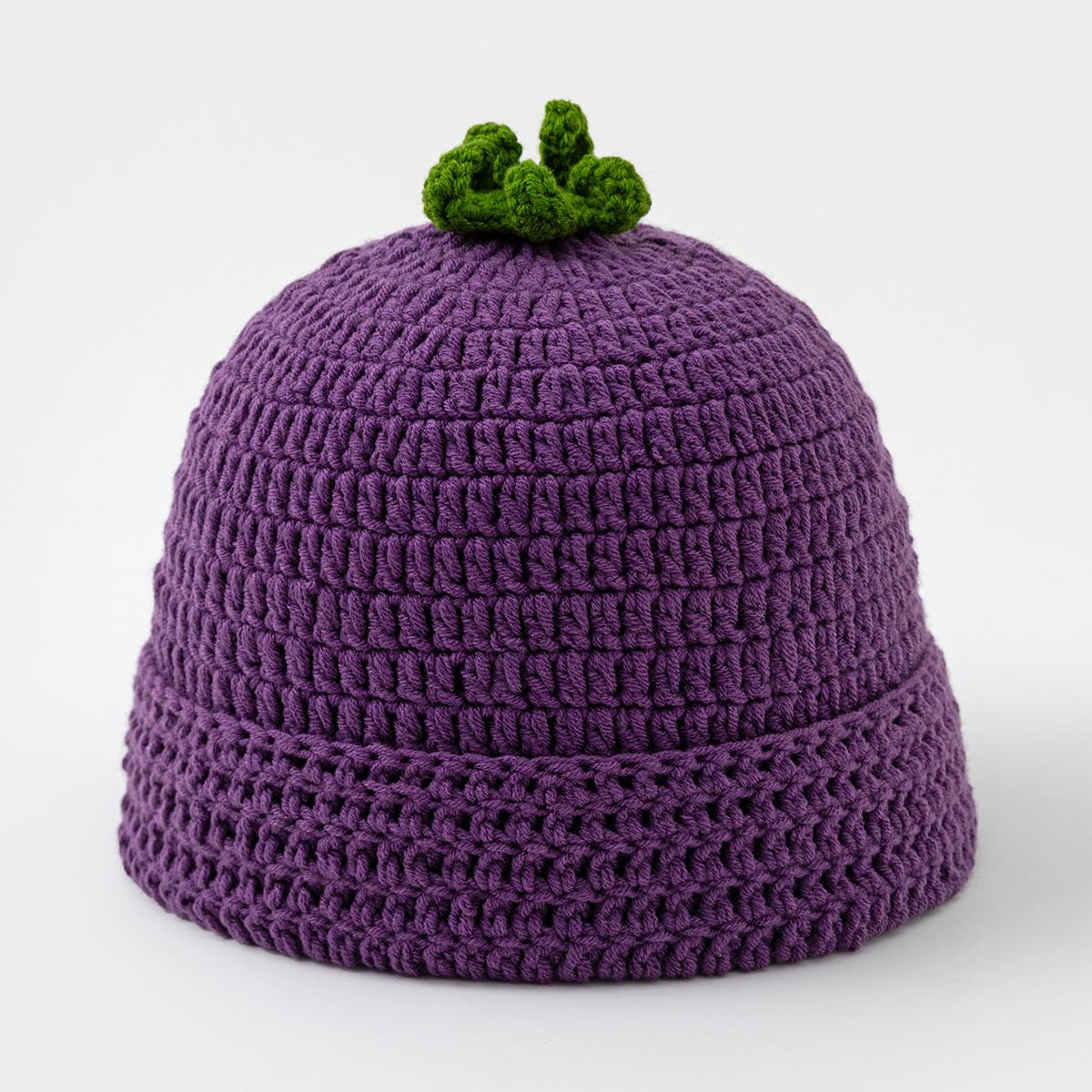 

Women Knitted Hats New Handcrafted Funny Creative Colorful Caps 2025 New Fashionable Outdoor Wear Cold-proof Protective Caps фіолетовий