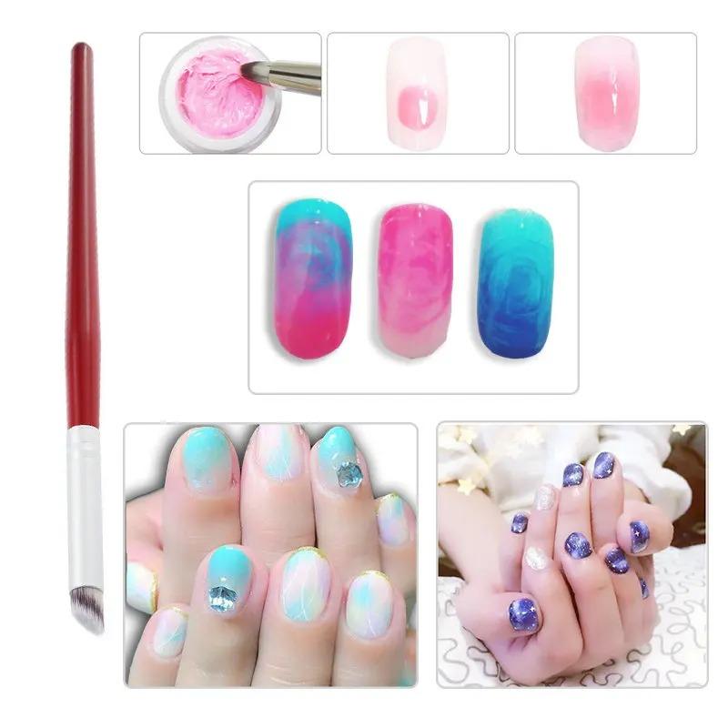 2pcs/set Nail Art Brush UV Gel Painting Drawing Manicure Pen Tools DIY Accessory Pigment Gradient Pen Nail Painting