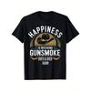 Women Cotton Short Sleeves T-shirts Happiness Is Watching Gunsmoke Women's Tee Cowboy Hat Graphic Black Top