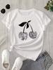 Cherry Print Women's T-shirt Summer Fruit Harajuku Female Tops Tees Casual Short Sleeved Women's Clothing