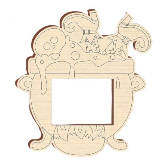 Natural Wood Craft Supplies Pumpkin DIY Photo Frame, Wooden Halloween Picture Frame for Kids Crafts, Personalized Keepsake Unfinished Hollow F