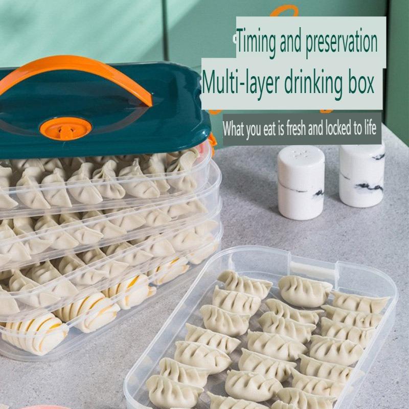 Multilayer Dumpling Box Storage Box Large Volume Storage Boxes Wonton Fresher-Keeping Dumplings Fine Vegetable Stackable Microwave