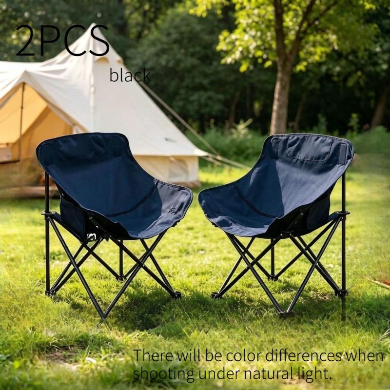 2PcsLightweight Folding Camping Chair, Portable Mini Outdoor Picnic Chair, Compact Camping Gear for Travel & Outdoor Activities чёрный