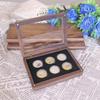 Handmade Dustproof Walnut Wood Coin Storage Boxes Vintage Medal Display Box Velvet Lined Coin Case Collectors