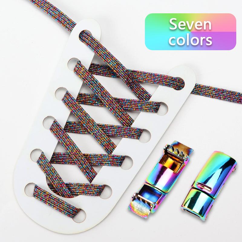 NR.8 1 Par Rainbow Skosnören Magnetisk metalllås Elastiskt skosnöre Inga knytsnören Skosnören Barn Vuxen Snabbspets gummiband Skosnören