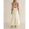 European and American New Neck Halter Suspender Pleated Slim Hip Skirt Sexy Fishtail Dress