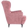 Armchair with Footstool Pink Velvet