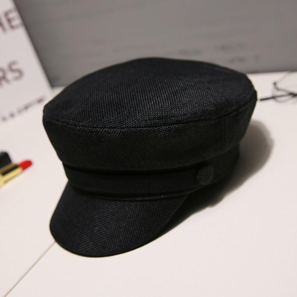 Women Men Cute Casual Outdoor Short Eaves Dome Cotton-flax Button Beret Hat Cap Unisex