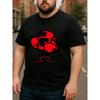 European Size Men's 100% Cotton Boxing-Themed T-Shirt with Abstract Animation Character Print - Casual Short Sleeve Round Neck Tee for Gym