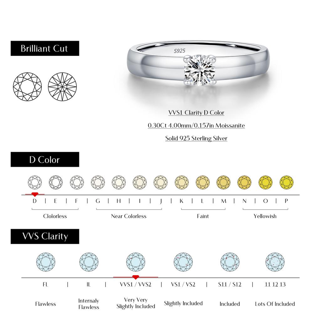 MODIAN D Color Round Moissanite Rings 925 Silver Fashion Simple Ring For Women Wedding Statement Jewelry Gifts