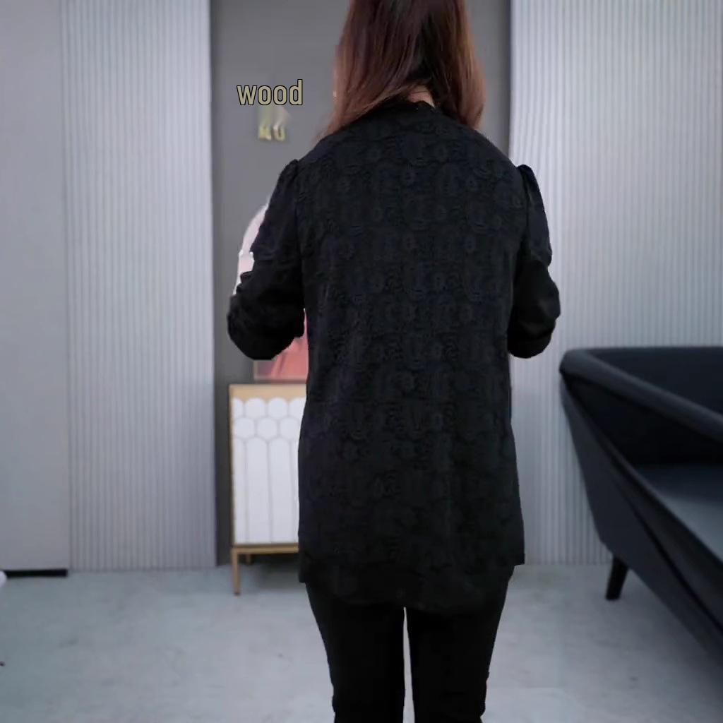 Spring Lace Base Plus Size Casual Shirt for Middle-Aged Women