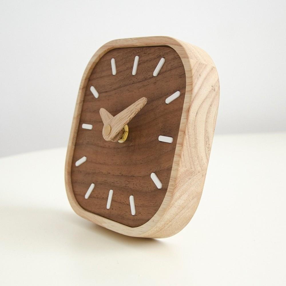 Home Decoration Retro Tabletop Clock Exquisite Wooden Desk Clock Decorative Bedside Table Clock Study Room