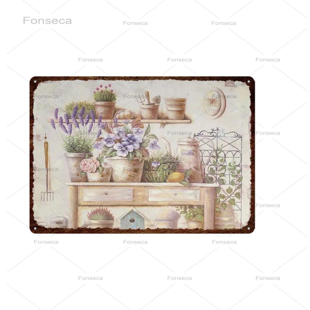 Vintage Flowers Metal Sign Garden Floral Retro Tin Plaques Home Decoration Wall Art Iron Painting 20X30Cm