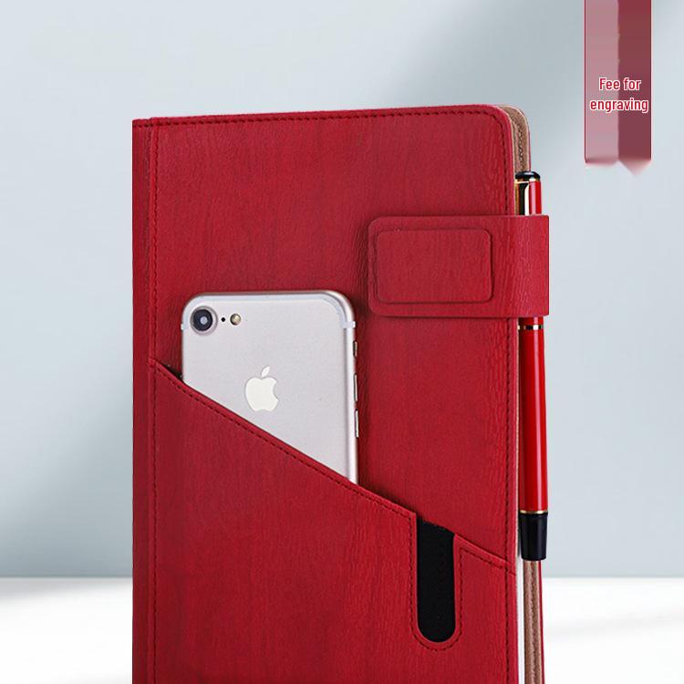 Multifunctional Red Business Notepad with Ins Style for Meetings & Daily Records