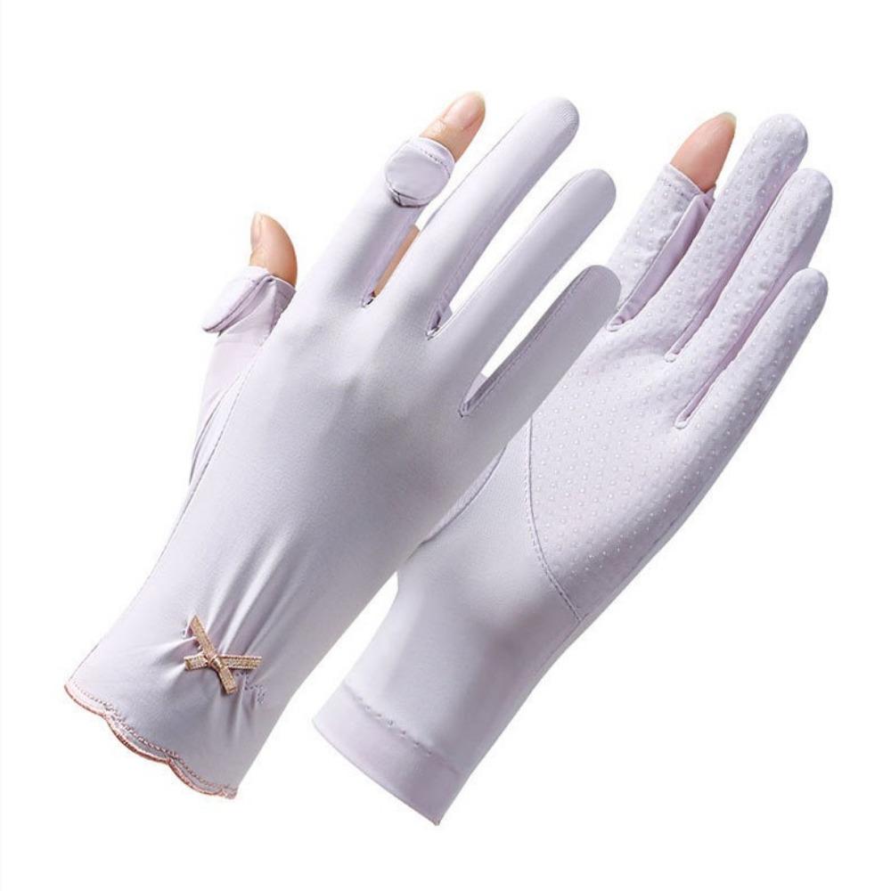Sun Protection Women Sunscreen Gloves Thin Summer Driving Mittens Ice Silk Riding Gloves  Driving