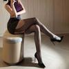 2PCS/SET Women High Waist Pencil Mini Skirts+Stockings Dress Set,Sexy Casual Wrap Hips Black Short Skirt and Pantyhose