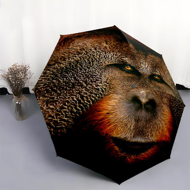 1 PC Automatic Folding Umbrella - gorilla Pattern, Portable & Foldable Design with 8 Ribs, Christmas Birthday Gifts
