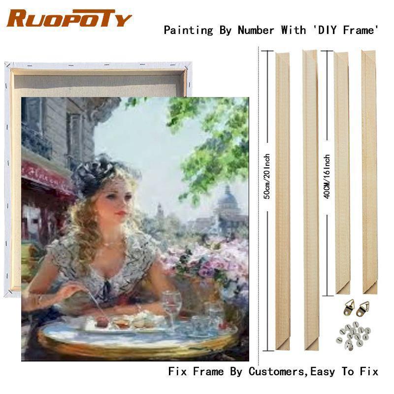 

Рамка для рисования по номерам, наборы для взрослых, женщин, рисование фигурок, поделки, картина с цифрами, акрил для домашнего декора 40x50 40x50cm Diy Frame