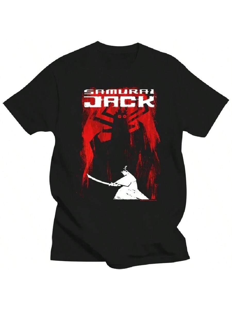 Samurai Jacks Aku Graphic Men s Black T-Shirt MAN T-SHIRT Summer Male Tee-Shirt Graphic T Shirts Fashion Casual Short Sleeve S