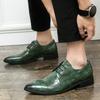 Large Size Pointed Leather Shoes Men's Size 38-48 Green Business Dress Wedding Shoes British Business Dress Leather Shoes