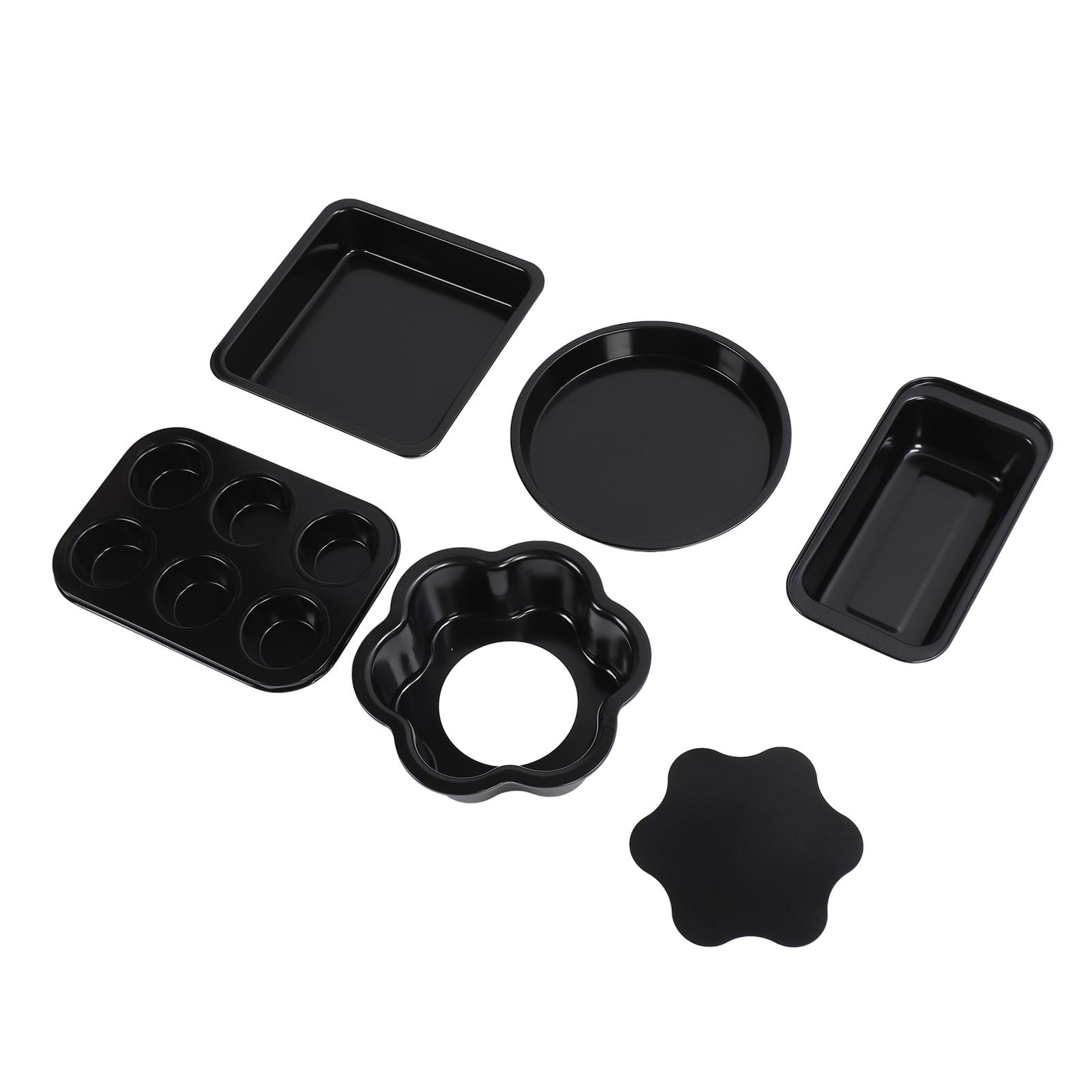 6pcs Bakeware Set Loose Bottom Carbon Steel Anti Stick Baking Pans Set for   Muffin Pizza