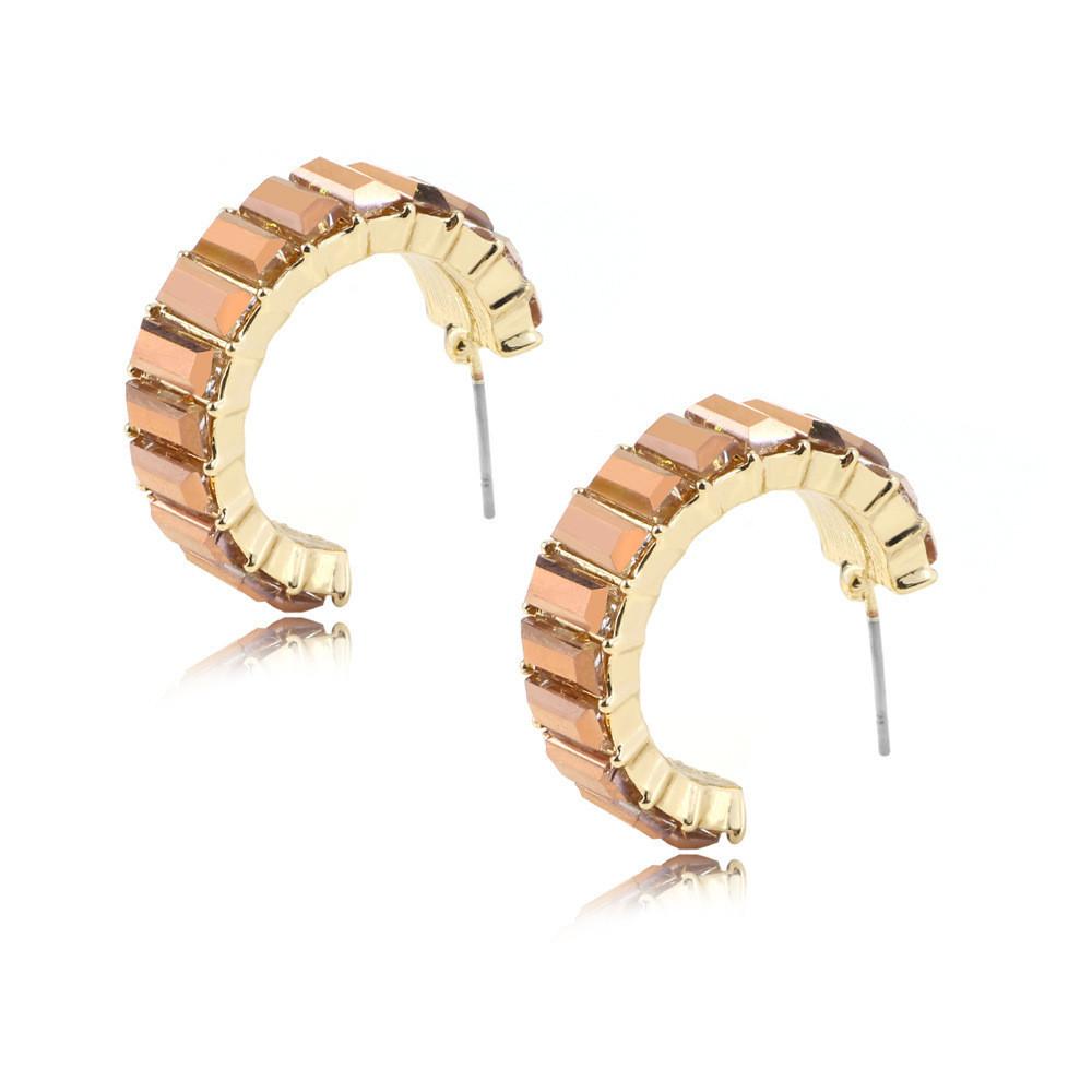 Vibrant Glass Gem Stud Earrings With Modern Geometric Shapes For Daily Wear