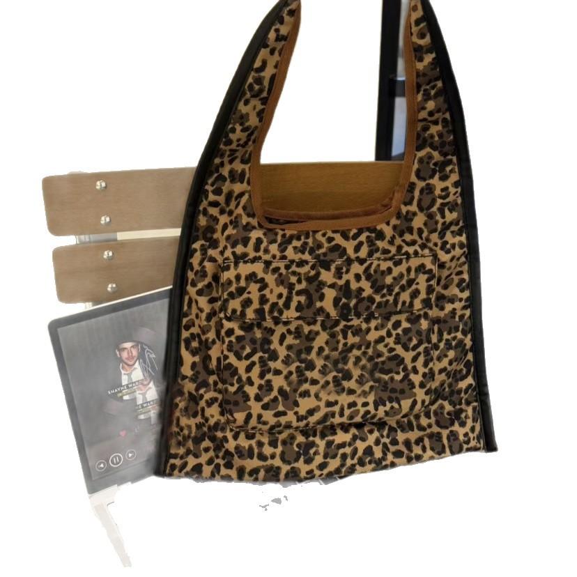 Leopard Print Lazy Wind Canvas Bag Women'S Large-Capacity Commuting Shoulder Handbag Casual Versatile Tote Bag